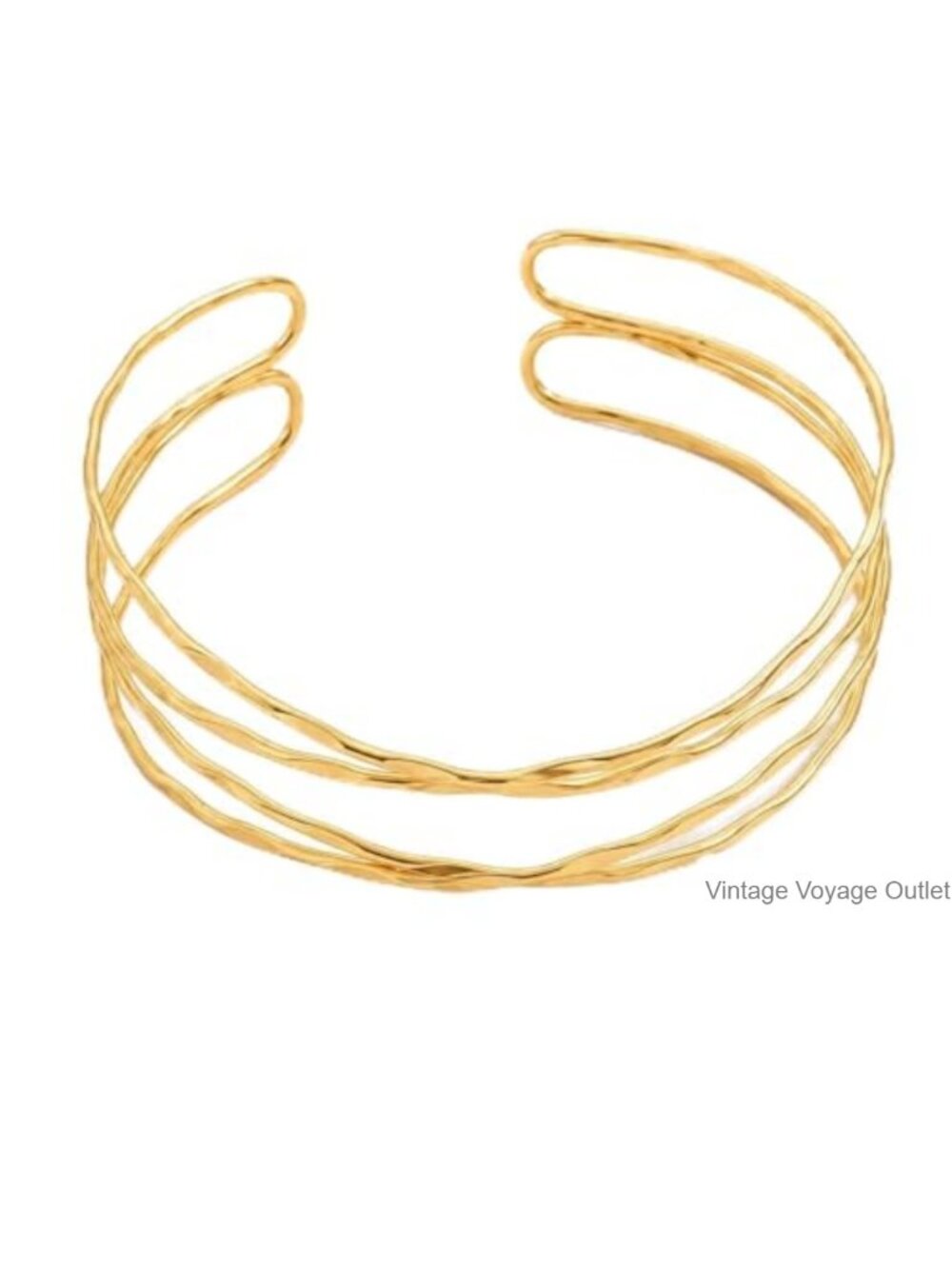 Gold Tone Upper Arm Cuff Bracelet Minimalist Statement Jewelry Gift for Her